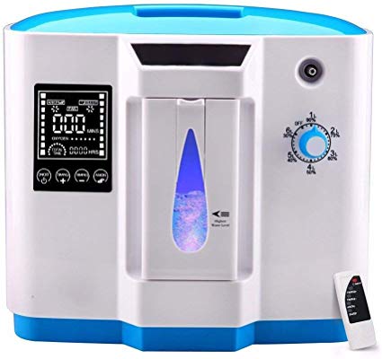 InLoveArts Mute O2 Concentrator 1-6L/min Adjustable Portable O2 Machine for Home and Travel Use, AC 110V Humidifiers - Blue