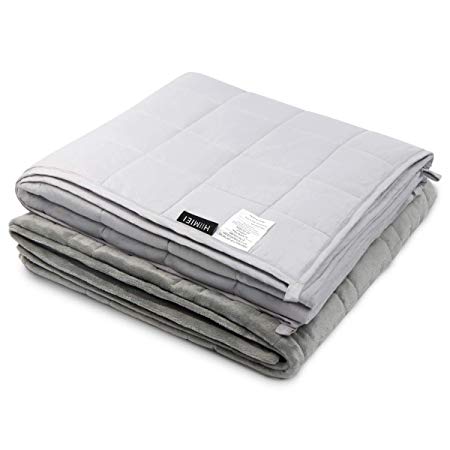 HIIMIEI 48x72 12 lbs Adult Weighted Blanket and Removable Duvet Cover Fit to Queen Twin or Full Size Bed Light Gray