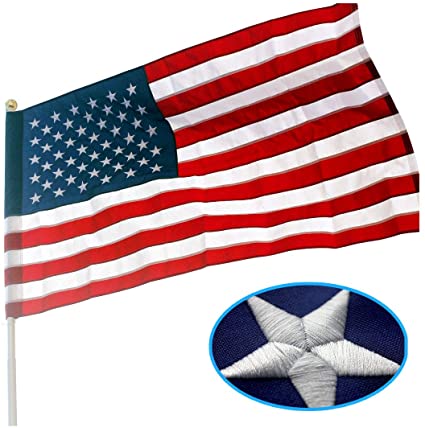 VSVO American Flag Pole Sleeve Banner Style 2.5x4 Ft - Oxford Nylon USA Outdoor Indoor Flags - Embroidered Stars, Sewn Stripes, UV Fading Resistant (Flag Pole is NOT Included)