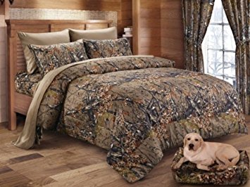 Woodland Camo 7 Piece Comforter,sheet, and Pillowcase Set - Full -
