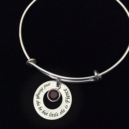 And Though She be But Little She is Fierce Stainless Steel Charm Expandable Bracelet