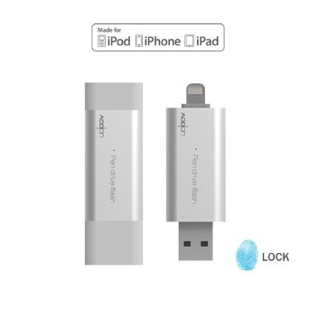 [Apple MFI Certified] Addon Pen Drive iFlash USB 3.0 Interface Flash Drive with Lightning Connector Compatible to All iPod /iPhone /iPad & & Computers(32GB Iron Gray)
