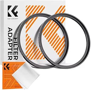 K&F Concept 39mm-43mm Metal Step Up Ring, 39mm to 43mm Aluminum Camera Lens Filter Adapter Ring Filter Adapter Ring for Camera Lenses Hood, Black