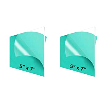 (2-Pack) 5 x 7” Clear Acrylic Sheet Plexiglass – 1/8” Thick; Use for Craft Projects, Signs, Sneeze Guard and More; Cut with Cricut, Laser, Saw or Hand Tools – No Knives