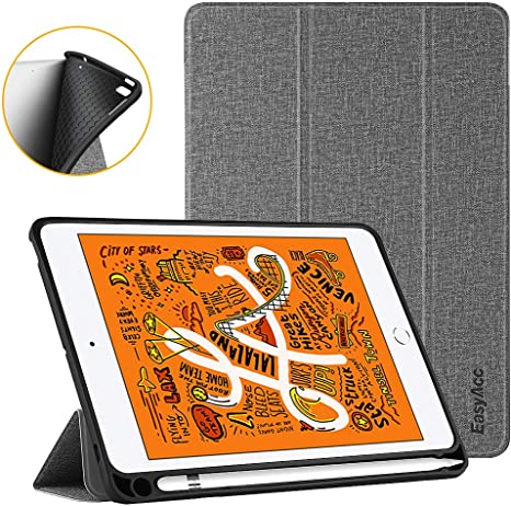 EasyAcc Case for iPad Mini 5 (Latest Model) with Pencil Holder - Ultra Slim Lightweight Smart Cover Compatible for iPad Mini 5 with Stand Function/Auto Sleep Wake-up Function (Grey)