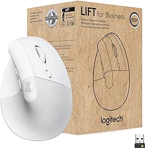 Logitech Lift for Business, Vertical Ergonomic Mouse, Wireless, Bluetooth or Secured Logi Bolt USB, Quiet clicks, Globally Certified, Windows/Mac/Chrome/Linux - Off White