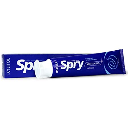 Spry All Natural Whitening Fluoride Free, Anti-Plaque & Tartar Control Toothpaste with Xylitol (Fresh Mint, 5 oz)