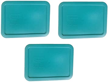 Pyrex Green Rectangle 3 Cup (750ml) Plastic Storage Cover (3 Pack)