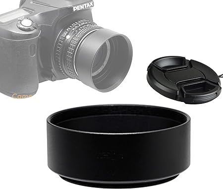 Fotasy Metal 55mm Lens Hood, 55 mm Hood Shade, Compatible with Standard Prime Lense with 55mm Filter Thread Diameter, Screw-in, with 58mm Lens Cap
