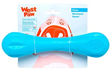 West Paw Zogoflex Hurley Durable Dog Bone Chew Toy for Aggressive Chewers, 100% Guaranteed Tough, It Floats!, Made in USA, Large, Aqua