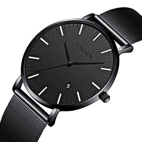 Men's Business Watch Waterproof Steel Mesh Milanese Band Watches Casual Sport Date Fashion Analog Quartz Wrist Watch