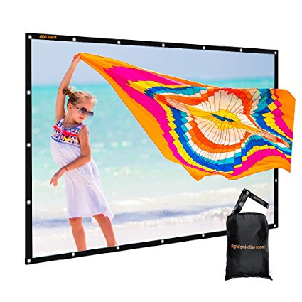 GBTIGER 150 inch Outdoor Movie Screen PVC Fabric with Bag, Collapsible Wall/Ceiling Mount Projection Screen, 150 inch Portable 16:9 Indoor Outdoor Home Theater Presentation Projector Screen, PVC