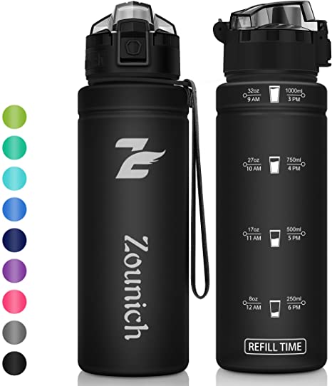 Motivational Sports Water Bottle with Time Marker - 40oz,32oz/1L,24oz,17oz BPA Free Eco-Friendly Tritan Bottle - Lockable Flip Top Leak Proof Lid Drinking Bottle with Filter for Fitness Enthusiasts