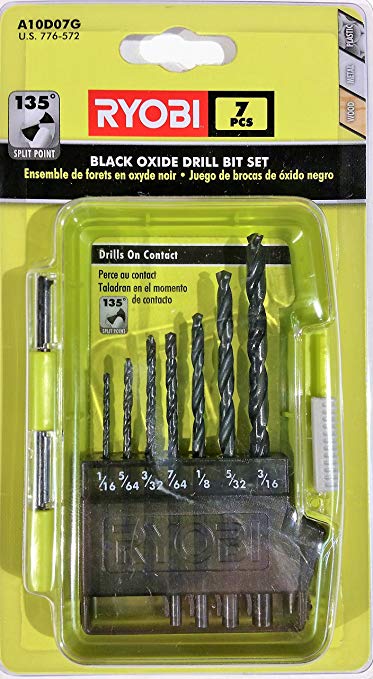 Ryobi A10D07G Black Oxide Drill Bit Set, 7 Pcs