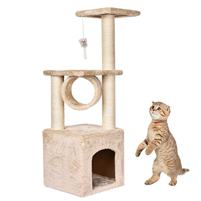 B BAIJIAWEI 36" Deluxe Cat Tree Level Condo Furniture Scratcher Activity Tree with Scratching Posts for Kittens