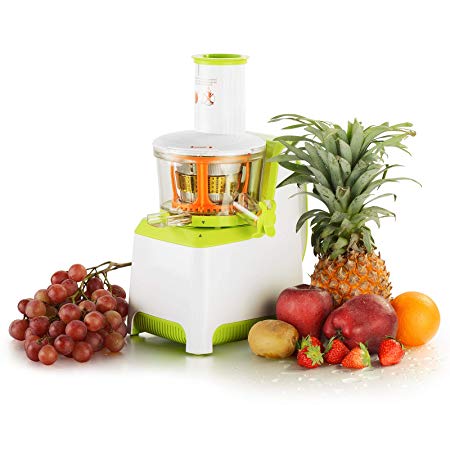 KUPPET Juicer, Slow Masticating Juicer, Higher Juicer Yield, Cold Press Juicer Machine with Quiet Motor & Reverse Function, High Nutrient Fruit & Vegetable Juice, Easy to Clean（White&Green）