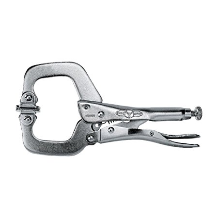 IRWIN Tools VISE-GRIP Locking C-Clamp, Original, Swivel Pad Tip, 4-inch (100mm) (165); 1-5/8” (41mm) Jaw Capacity