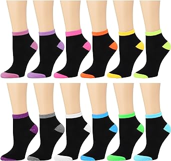 Falari 12 Pairs Women Ankle Socks Colorful ComfortSoft Lightweight Sports Athletic Socks
