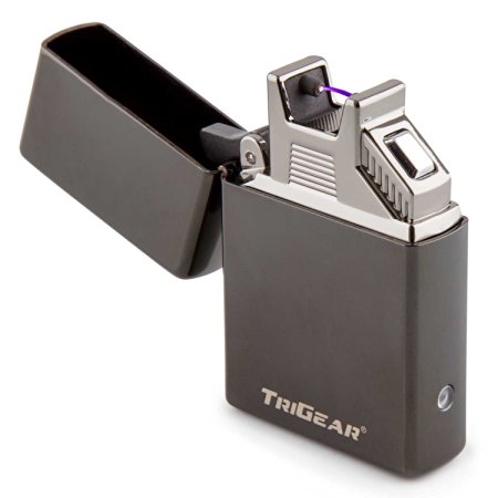 TriGear Elite Series Copper Casing Windproof USB Rechargeable Flip Top Electric Arc Coil Lighter - Choose Your Color
