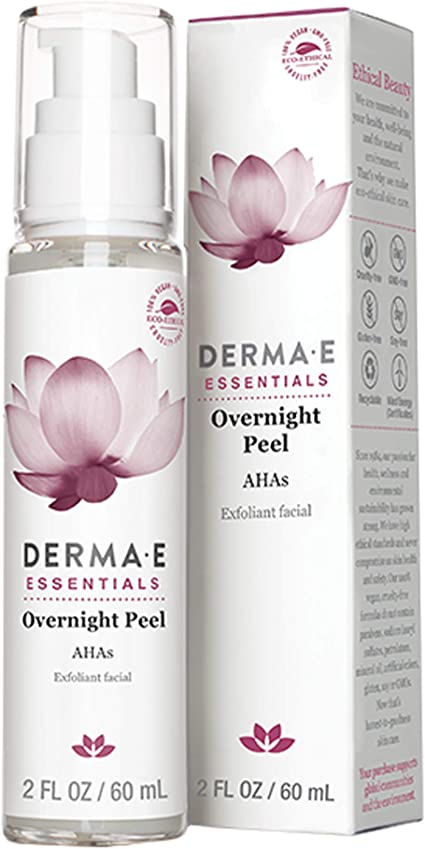 Derma e Evenly Radiant Overnight Peel With Alpha Hydroxy Acids 2 Ounce (60 ml) 2 Ounces