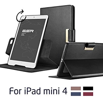 iPad mini 4 Case, ESR 360 Degree Rotating Folio Stand Case with Auto Wake/Sleep Function [Buckle for Secure Closure][Business Style Case] for Apple iPad mini 4 2015_Black