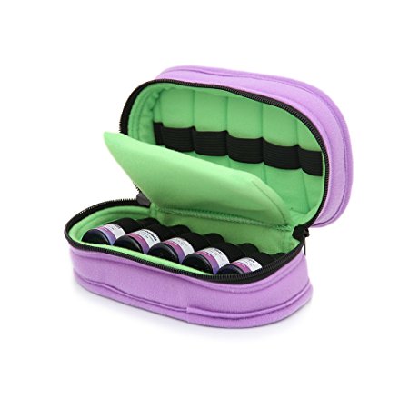 10-Bottle Essential Oil Carrying Case - Lavender with Aqua Green interior