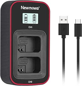 Newmowa Smart LCD Display Dual USB Charger for Sony NP-FW50, Sony Alpha a3000, Alpha a5000, Alpha a5100, a6000, a6100, a6300, a6400, a6500, Alpha 7, a7,Alpha 7R, a7R, Alpha 7S, a7S, ZV-E10