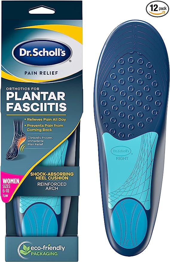 Dr.Scholl’s Plantar Fasciitis Pain Relief Orthotics Clinically Proven Relief and Prevention of Plantar Fasciitis Pain for, Standart, Standard, Fit: Women's Size 6-10, Standard, 1 Pair (Pack of 12)