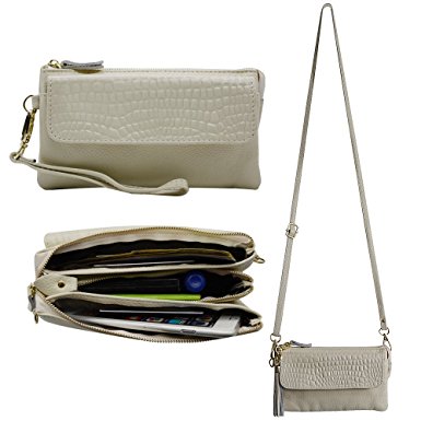 Befen Leather Wallet Clutch Phone Wristlet Women Smartphone Wallet Wristlet with Exquisite Tassels/Card Slots/Shoulder Strap/Wrist Strap - for Smartphone Up To 6.1 x 3 x 0.3 Inches - Beige