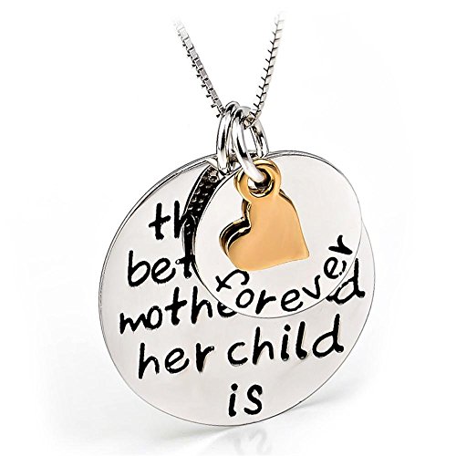 YFN 925 Sterling Silver Mom Child's Love Family Message Engraved Jewelry Heart Pendant Charm Necklace