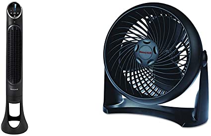 Honeywell QuietSet Whole Room Tower Fan-Black, HYF290B, Black, Black & HT-900 TurboForce Air Circulator Fan Black