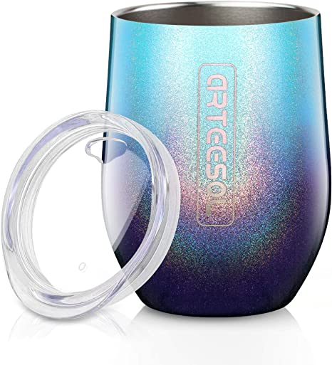 arteesol Coffee Cup - 12 oz Stainless Steel Travel Mug Coffee Mug - Double Wall Vacuum Insulated Tumbler with lid Fit for Coffee, Wine, Cocktails, Ice Cream (Shiny-Tropical Seas, 1pcs)