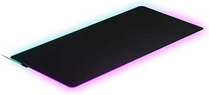 SteelSeries QcK Prism 3XL - Tapis de souris de jeu en tissu - Éclairage RVB 2 zones - Éclairage événementiel en temps réel - Optimisé pour les capteurs de jeu - Taille 3XL (1220mm x 590mm x 2mm)