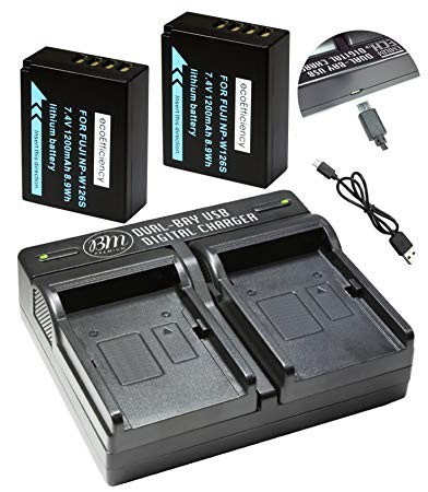 ecoEfficiency 2 NP-W126S Batteries and Dual Charger for FujiFilm X-T3, X-E3, X-T100, X-A5, X-A10, X-100F, X-H1, X-T10, X-T20, X-Pro1, X-Pro2, X-A2, X-A3, X-E1, X-E2, X-E2S, X-1 X-M1, X-T1, X-T2 Camera