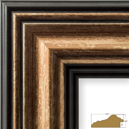 16x20 Picture  Poster Frame Smooth Distressed Finish 3015 Wide Copper and Black 21307201