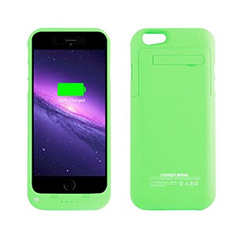 YHhao 3500mAh Portable Cell Phone Battery Charger Case Back Up Power Bank Rechargeable with Stand 4.7 Inches for iPhone 6/6s/SE (Green)