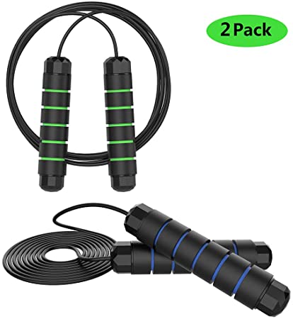 Longang 2 Pack Adjustable Jump Rope with Anti-Slip and Comfortable Handle, Tangle-Free Skip Rope Perfect for Women, Men, and Kids for Speed Training, Endurance Training, Fitness and Home Exercise