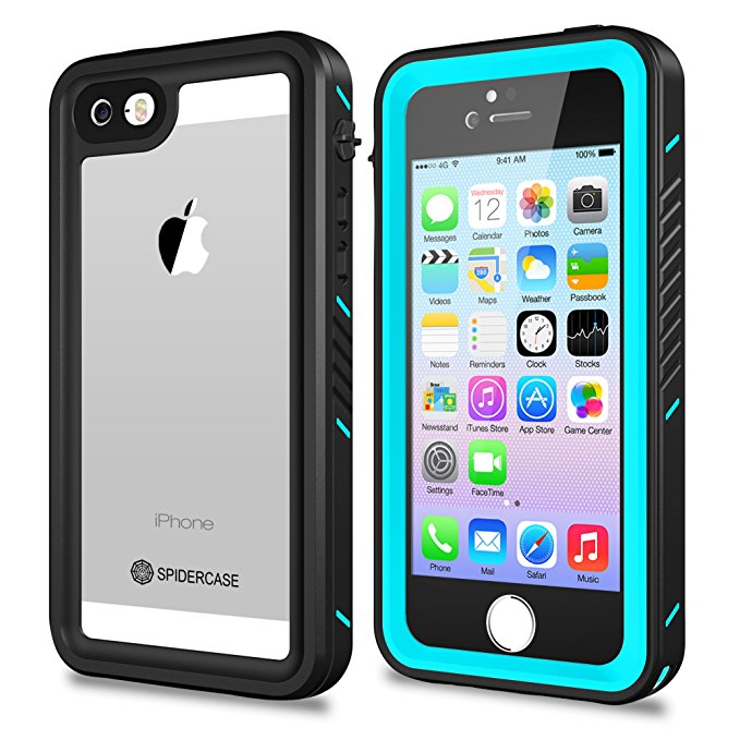 SPIDERCASE iPhone 5/5S/SE Waterproof Case, Full Body Protective Cover Rugged Dustproof Snowproof IP68 Certified Waterproof Case with Touch ID for iPhone 5S 5 SE