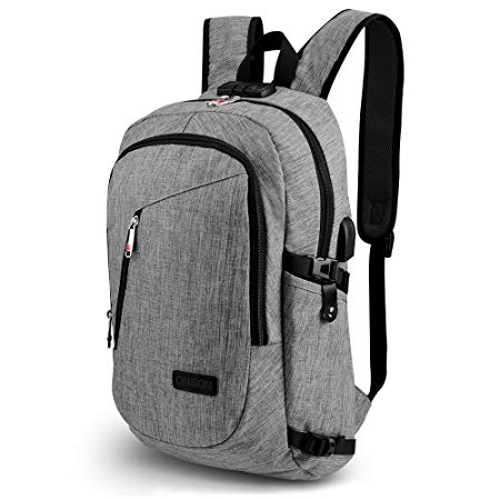 ONSON Anti Theft Business Laptop Backpack with USB Charging Port,Water Resistant Backpack for Men&Women,Fits 15.6 inch and below Laptop/Notebook(Grey)