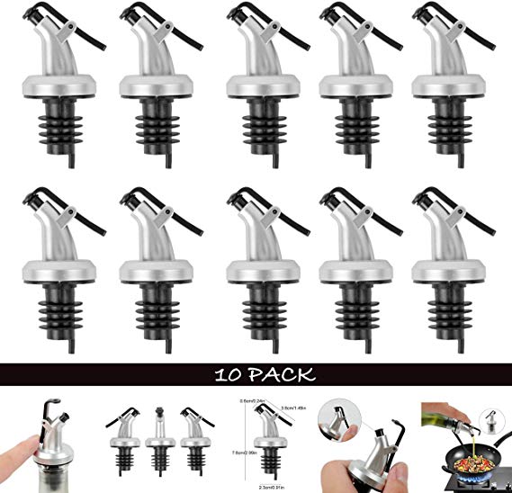 Olive Oil Spout, Oil And Vinegar Dispenser Pour Spouts With Attached Cap for Easy Cover, Perfect Choice for Olive Oil Bottle Pourers and Spout 10-PCS