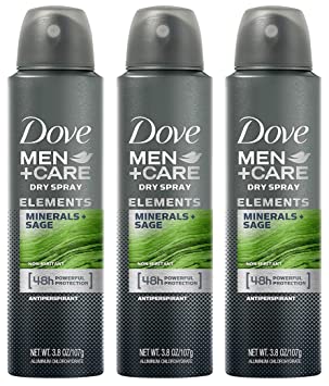 Dove Men   Care Dry Spray Antiperspirant - Elements - Minerals   Sage - Net Wt. 3.8 OZ (107 g) Per Can - Pack of 3 Cans