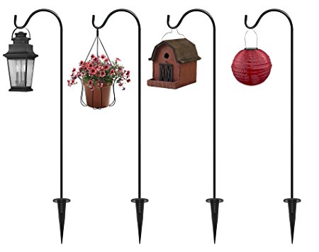 Sorbus® Shepherd's Hooks - Set of 4 Extendable Garden Planter Stakes for Bird Feeders, Outdoor Décor, Plants, Lights, Lanterns, Flower Baskets, and More!