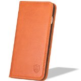 SHIELDON Leather Case for iPhone 6s Plus  iPhone 6 Plus 55 - Genuine Leather Wallet Vintage Flip Folio Book Case Cover with Stand Feature ID and Credit Card Slots Magnetic Closure Cognac Brown