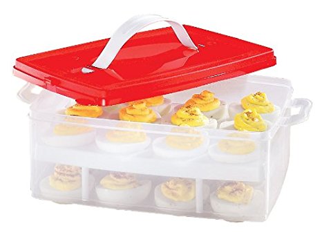 2 TIER SNAP N STACK DEVILED EGG CARRIER (HOLDS 24 EGGS!) by BW Brands