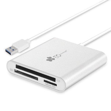 EC Technology Aluminum Superspeed USB 30 Multi-In-1 Card Reader for SDCFMicro SD and more - Silver