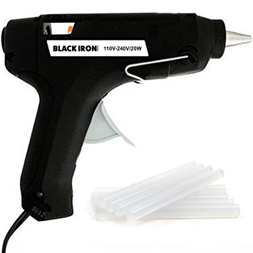 Attican Black Iron Mini Hot Glue Gun with 15 Glue Sticks