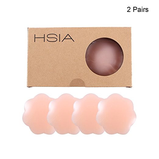 HSIA Nipple Covers Adhesive Pasties Invisible Silicone Nipple Concealers 2 Pairs
