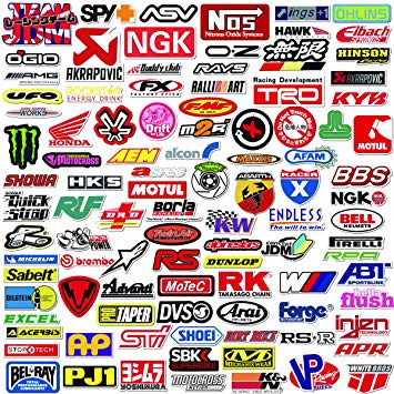 POP Sticker Car & Moto Modified Brand Logo Series Sticker Pack (103 pcs) Vinyl Stickers for Laptop,Car,Moto,Skateboard,Bike,Luggage,iPhone.Graffiti Decal for Family,Friends,Children,Adults-Waterproof