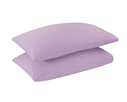 DELANNA Jersey Knit Pillowcases Soft Breathable Cotton Rich T-Shirt Weave (Lilac, Standard)