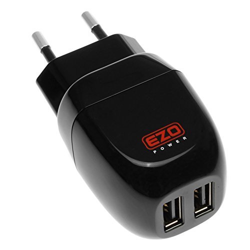 EU 2-Port USB Charger EZOPower 3.1A 15W Europe Plug USB Travel Wall Adapter - Black